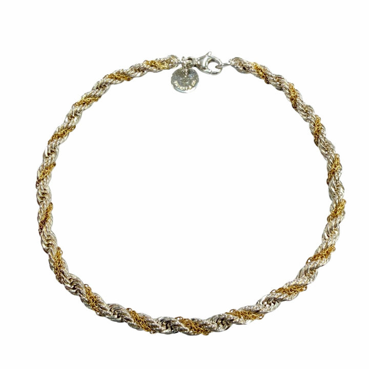 極美品☆TIFFANY&amp;Co. ティファニー ツイストチェーン ブレスレット 925 750 コンビ アクセサリー イエローゴールド シルバー 重量6.2g