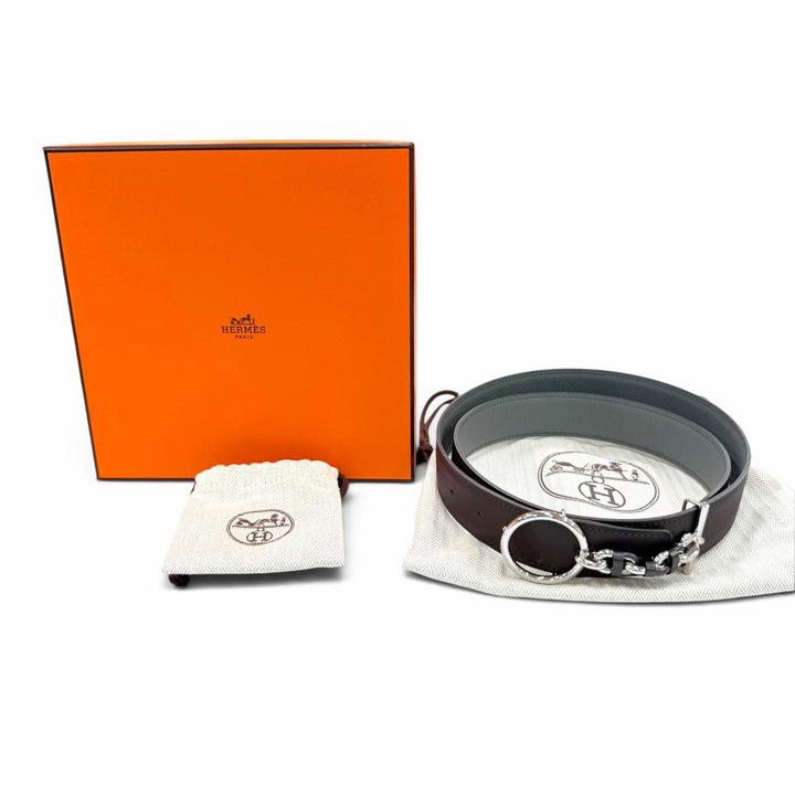極美品☆HERMES エルメス ベルトバックル セーラー&amp;レザーベルト キット 32 ヴォーオデッセイ マカサール/ヴェール・アマンド 85 K刻印