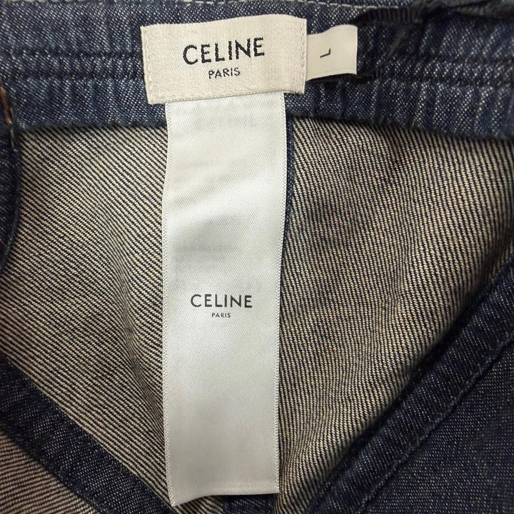 未使用品▼CELINE セリーヌ 2AUS9815V コットン100% ロゴ刺繍 帽子 デニムキャップ インディゴ L フランス製 正規品 メンズ