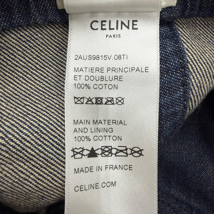 未使用品▼CELINE セリーヌ 2AUS9815V コットン100% ロゴ刺繍 帽子 デニムキャップ インディゴ L フランス製 正規品 メンズ