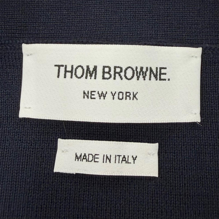 極美品▼THOM BROWNE トムブラウン MKC171A クレープ 4-BAR ミラノ ステッチ Vネック ニットカーディガン ネイビー 2 伊製 正規品 メンズ