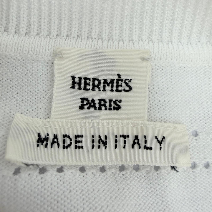 極美品☆HERMES エルメス 06-7720 コットン Hリフト セリエボタン 長袖ニット カーディガン ホワイト 36 イタリア製 正規品 レディース