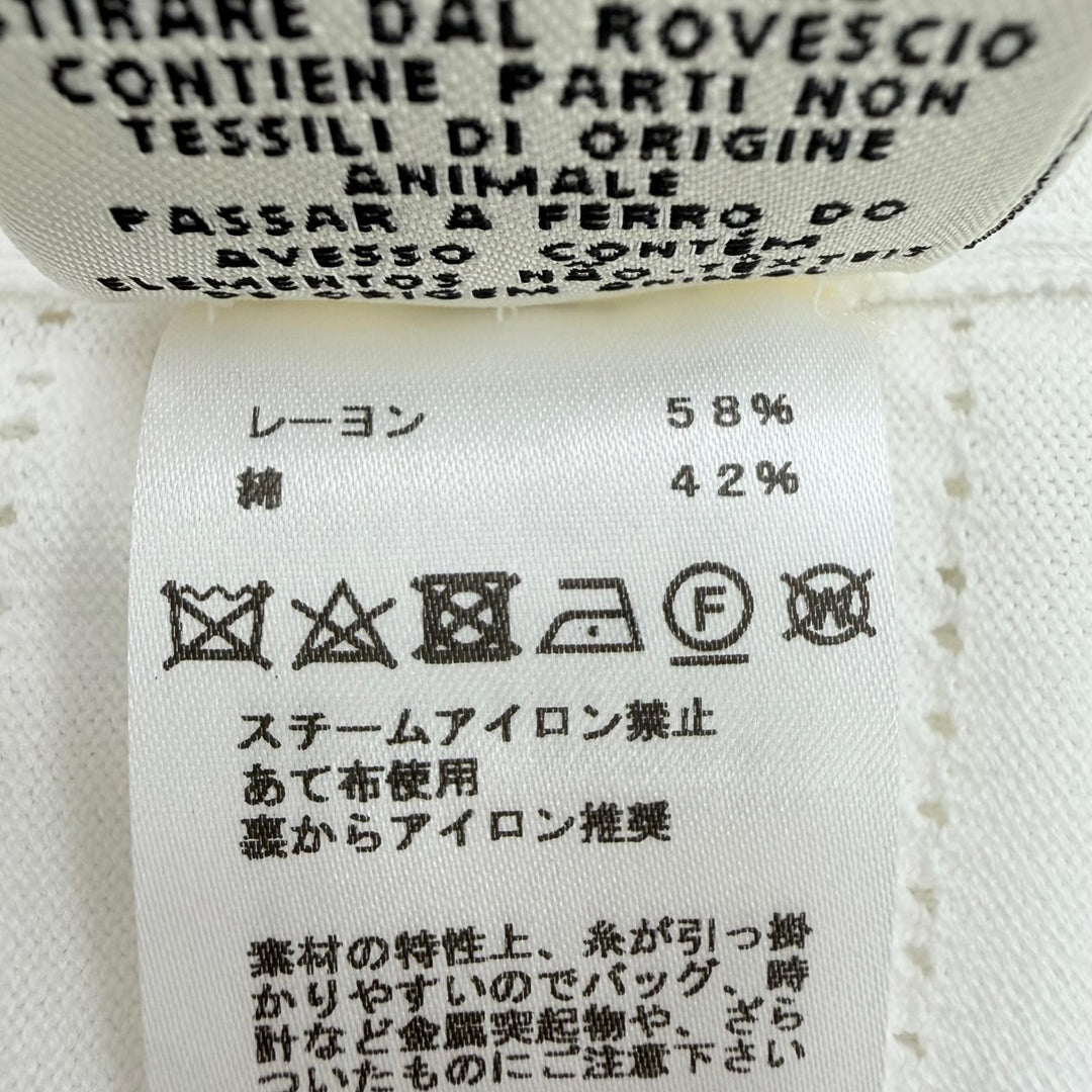 極美品☆HERMES エルメス 06-7720 コットン Hリフト セリエボタン 長袖ニット カーディガン ホワイト 36 イタリア製 正規品 レディース