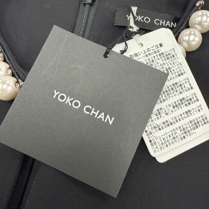 未使用品☆YOKO CHAN ヨーコチャン YCD-318-395 エコパール装飾 ノースリーブ ワンピース ブラック 36 日本製 正規品 レディース