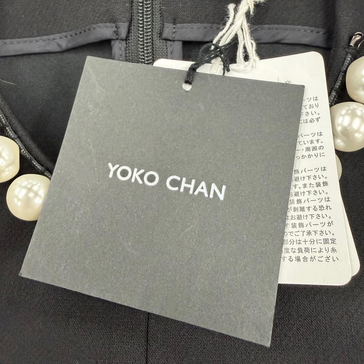 未使用品☆YOKO CHAN ヨーコチャン YCD-120-561 エコパール装飾 ノースリーブ ワンピース ブラック 38 日本製 正規品 レディース