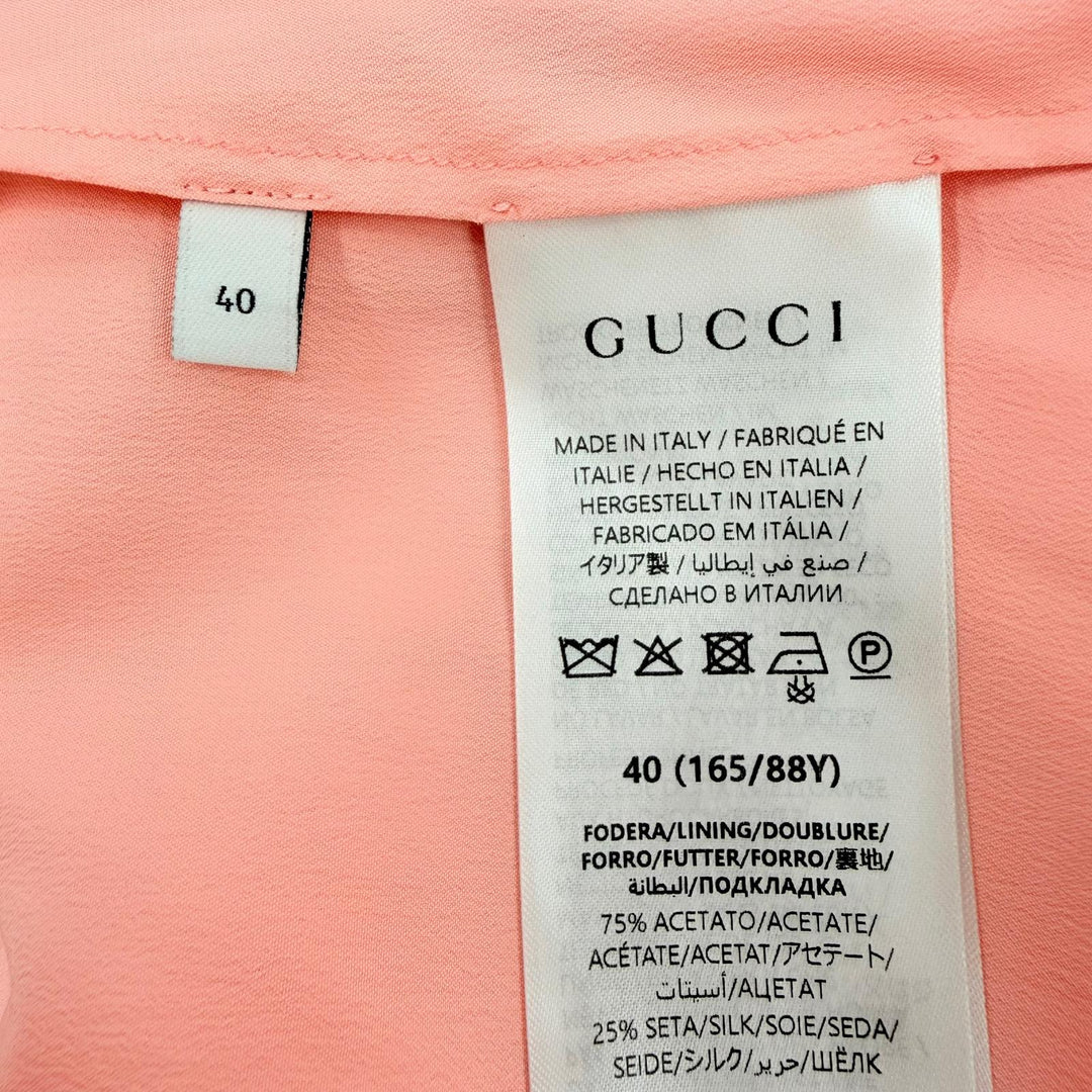 未使用品☆GUCCI グッチ 25AW 846275 シルク100％ GG柄 ペチコート付 タイトスカート ピンク 40 イタリア製 正規品 ハンガー付き