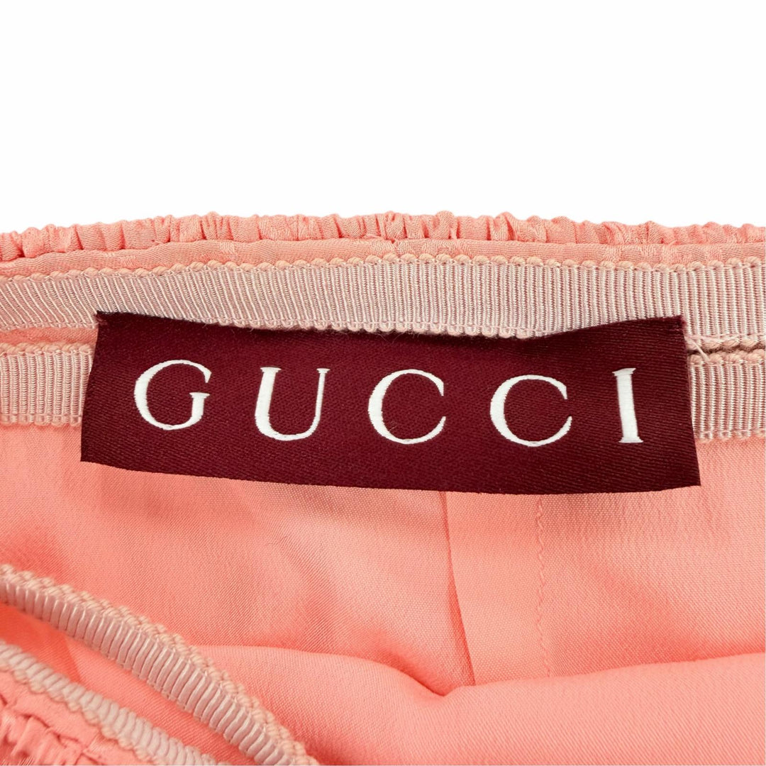 未使用品☆GUCCI グッチ 25AW 846275 シルク100％ GG柄 ペチコート付 タイトスカート ピンク 40 イタリア製 正規品 ハンガー付き