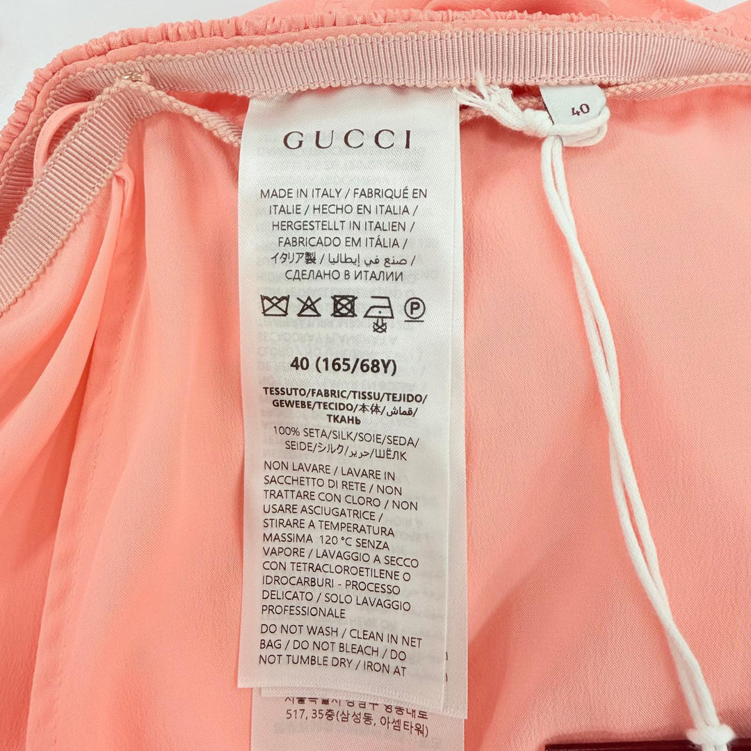 未使用品☆GUCCI グッチ 25AW 846275 シルク100％ GG柄 ペチコート付 タイトスカート ピンク 40 イタリア製 正規品 ハンガー付き
