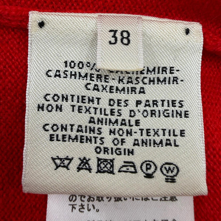 極美品☆HERMES エルメス 06-7700 カシミヤ100％ セリエボタン 長袖 ニット カーディガン レッド 38 イギリス製 正規品 レディース