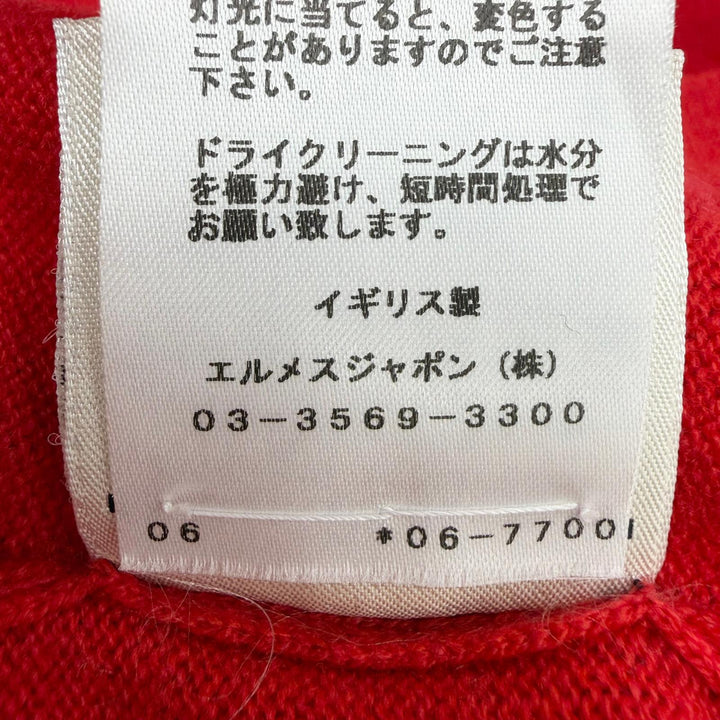 極美品☆HERMES エルメス 06-7700 カシミヤ100％ セリエボタン 長袖 ニット カーディガン レッド 38 イギリス製 正規品 レディース