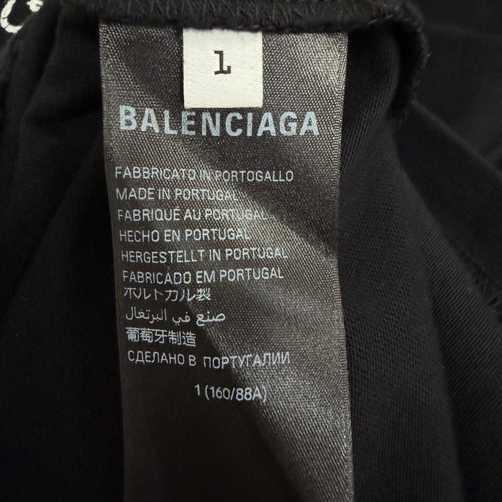 極美品□BALENCIAGA バレンシアガ 2023年製 739028 Darkwave Tee ダメージ加工 ロゴプリント 半袖Ｔシャツ ブラック 1 正規品 メンズ