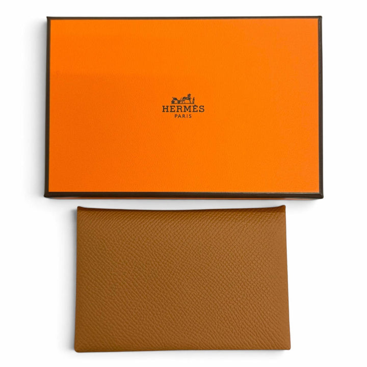 未使用品△HERMES エルメス カルヴィ ヴォーエプソン シルバー金具 カードケース パスケース ブラウン W刻印 フランス製 レディース 箱付