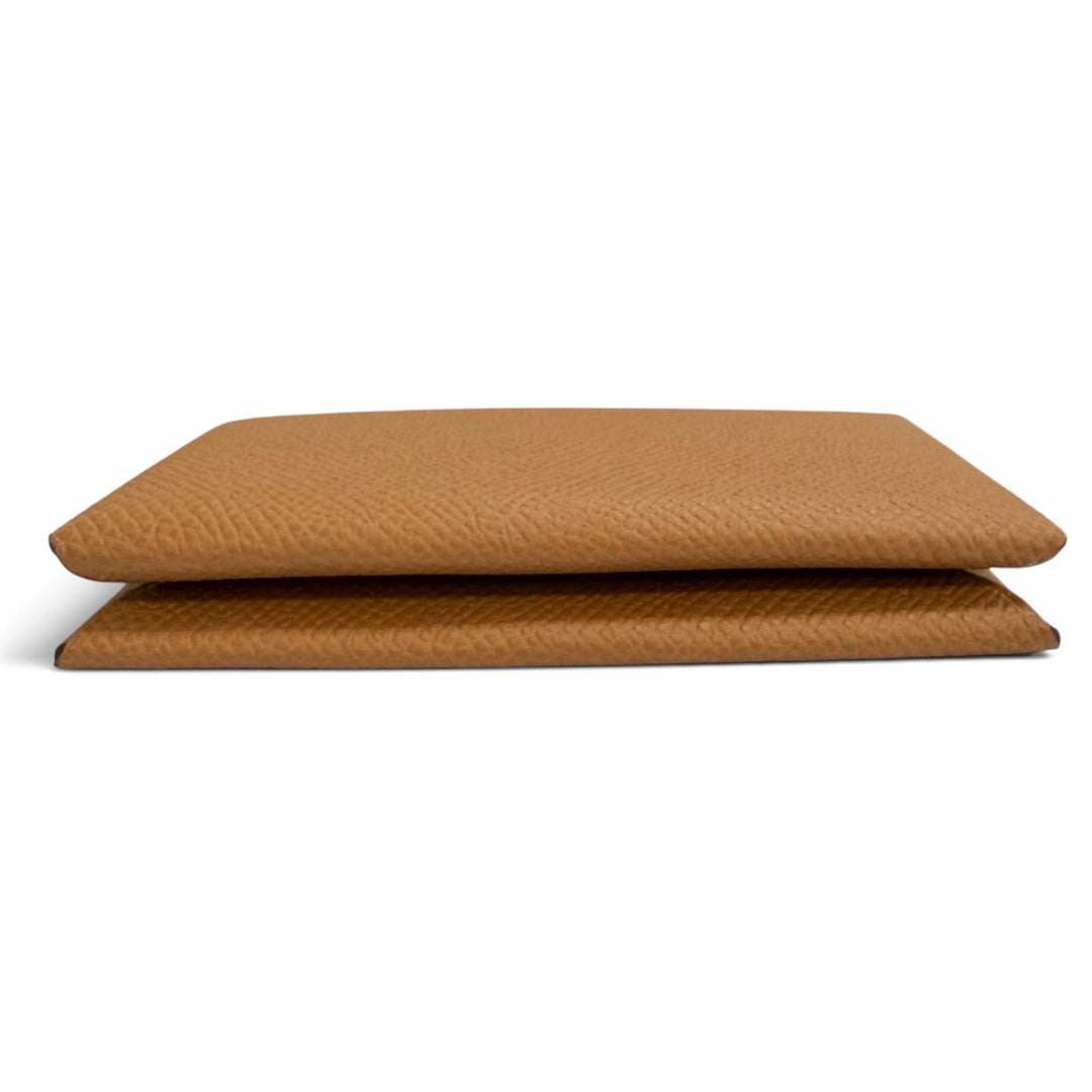 未使用品△HERMES エルメス カルヴィ ヴォーエプソン シルバー金具 カードケース パスケース ブラウン W刻印 フランス製 レディース 箱付