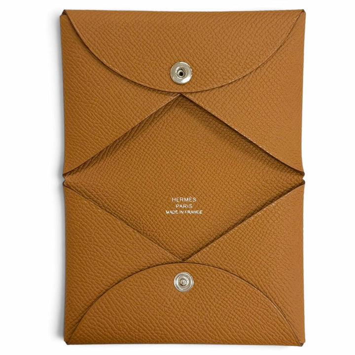 未使用品△HERMES エルメス カルヴィ ヴォーエプソン シルバー金具 カードケース パスケース ブラウン W刻印 フランス製 レディース 箱付