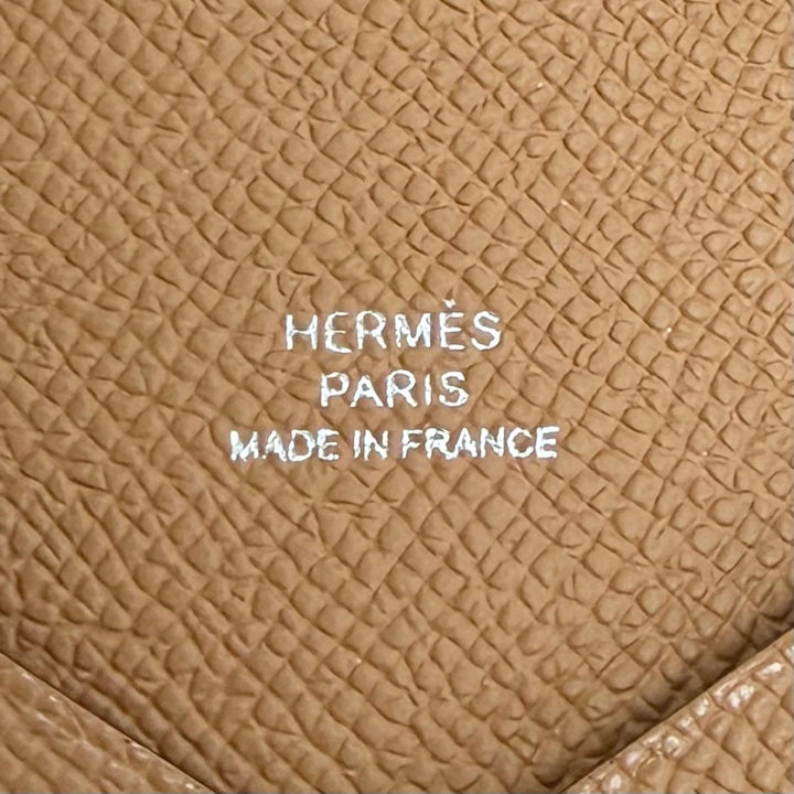 未使用品△HERMES エルメス カルヴィ ヴォーエプソン シルバー金具 カードケース パスケース ブラウン W刻印 フランス製 レディース 箱付
