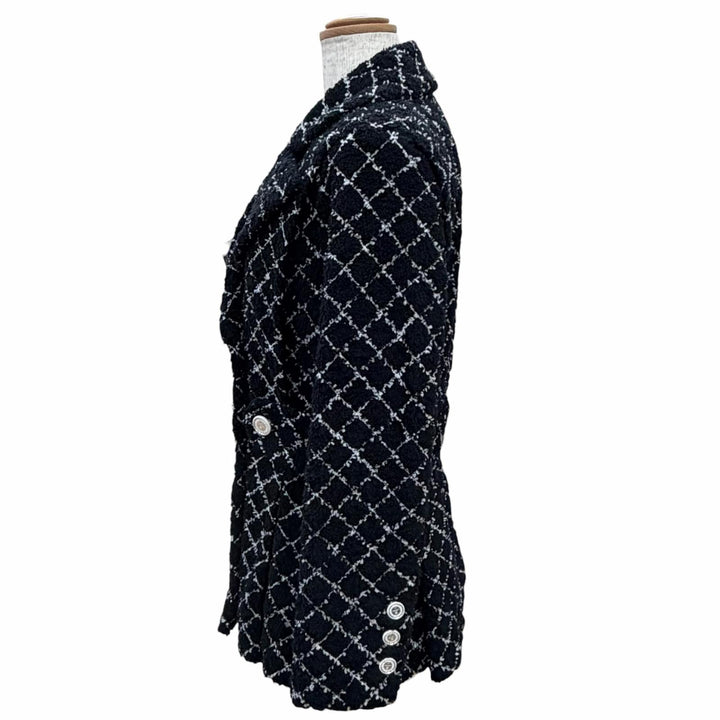 未使用品△CHANEL シャネル 19C P60278V45845 La Pausa ココマークボタン チェック柄 ツイード ジャケット ブラック ホワイト 34 正規品