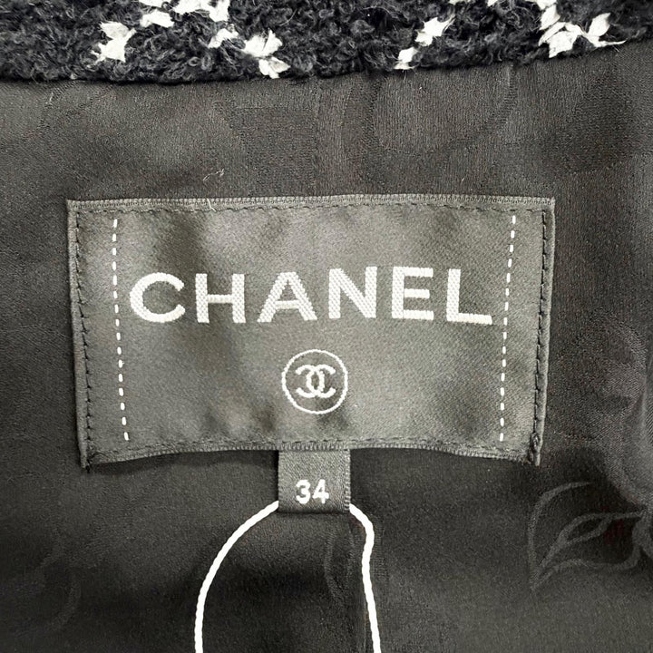未使用品△CHANEL シャネル 19C P60278V45845 La Pausa ココマークボタン チェック柄 ツイード ジャケット ブラック ホワイト 34 正規品