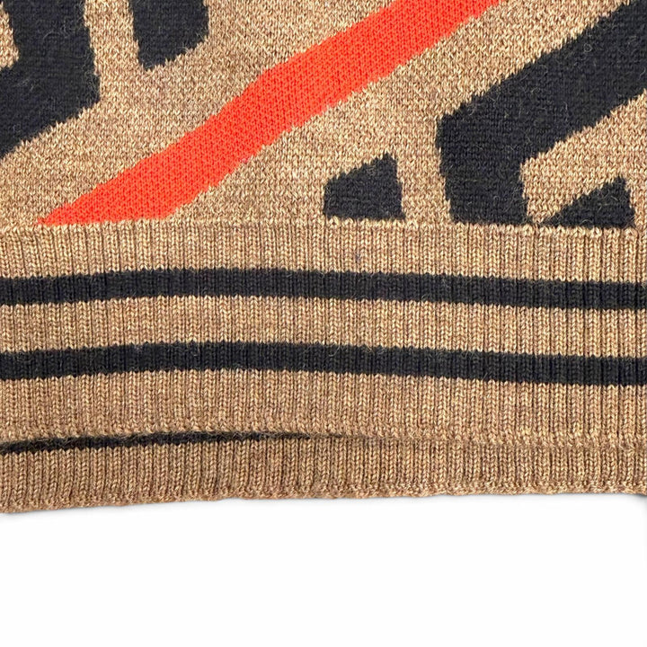 未使用品△FENDI フェンディ JFQ039 A2M4 コットン FFロゴ ズッカ柄 フード付き ニット ポンチョ ブラウン ブラック 2 イタリア製 キッズ