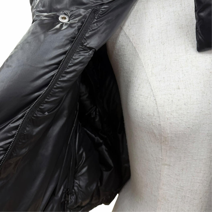 極美品☆PRADA プラダ 291973 トライアングルロゴ クロップド コンバーチブル 2WAY ダウンベスト ダウンジャケット ブラック 正規品 38