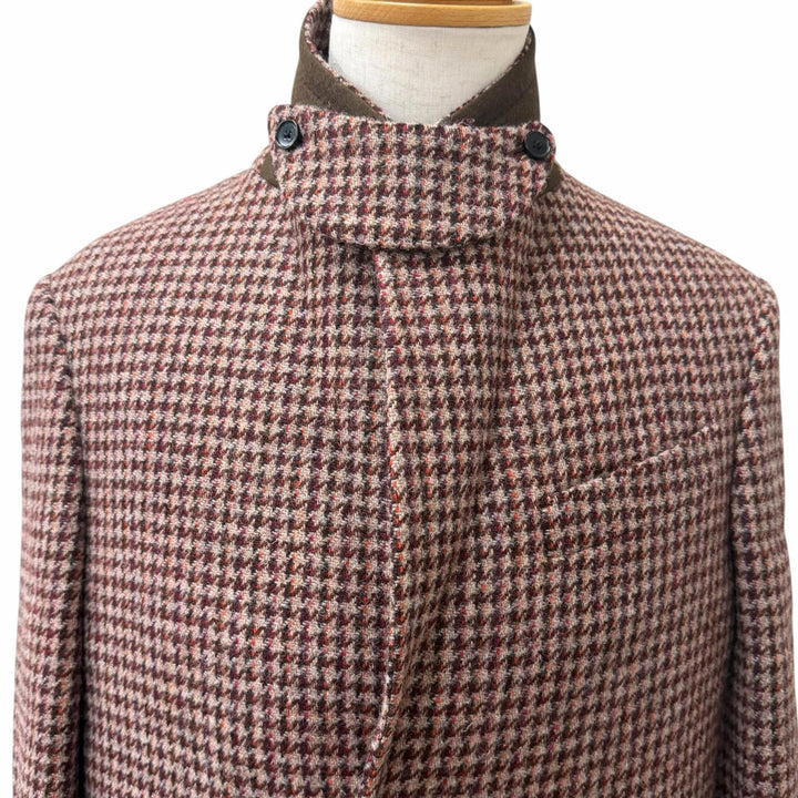 極美品□Salvatore Ferragamo サルヴァトーレフェラガモ バージンウール100％ ハウンドトゥース チェスターコート 46 イタリア製 正規品