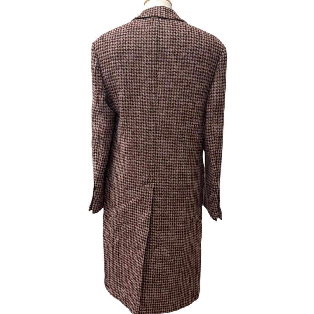 極美品□Salvatore Ferragamo サルヴァトーレフェラガモ バージンウール100％ ハウンドトゥース チェスターコート 46 イタリア製 正規品