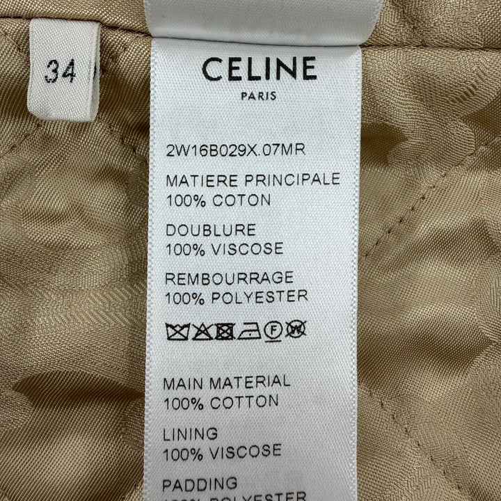 極美品☆CELINE セリーヌ 2W16B029X トリオンフボタン チェック柄 裏地キルティング オーバーシャツ 中綿入り ジャケット 34 正規品