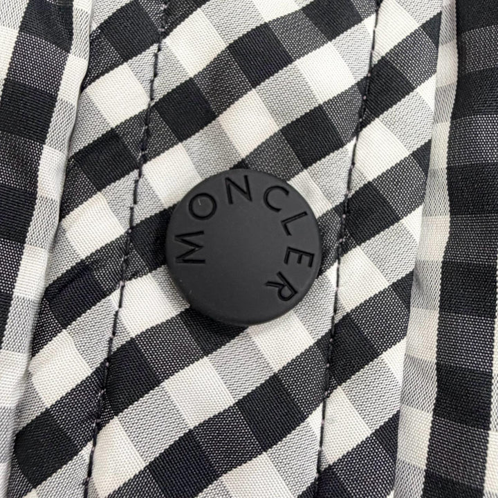 極美品△MONCLER GRENOBLE モンクレール グルノーブル NANGY ロゴワッペン ギンガムチェック柄 シャツ ダウンジャケット 黒 白 0 正規品