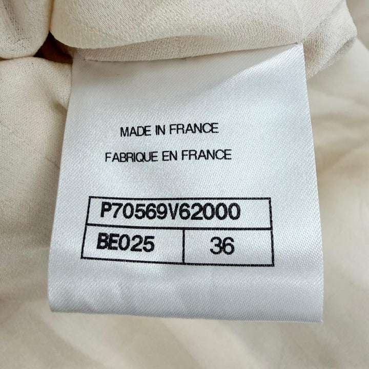 極美品△CHANEL シャネル P70569V62000 コットン100％ ココボタン マトラッセリボン ロング テーラードジャケット アイボリー ブラック 36