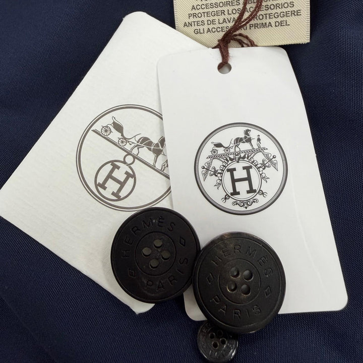 未使用品☆HERMES エルメス 5H0284DE クルードセル トレンチコート コットン セリエボタン ベルト付 ネイビー FR 36 正規品 ハンガー付き