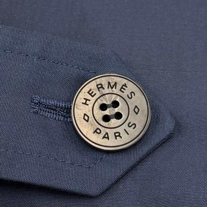 未使用品☆HERMES エルメス 5H0284DE クルードセル トレンチコート コットン セリエボタン ベルト付 ネイビー FR 36 正規品 ハンガー付き