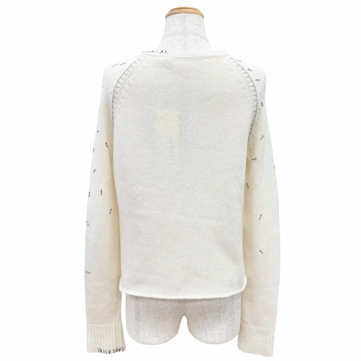 未使用品△MARNI マルニ 25SS GCMD0589S0 ウール カシミヤ ビーズトリム プルオーバー 長袖 ニット セーター アイボリー 40 伊製 正規品