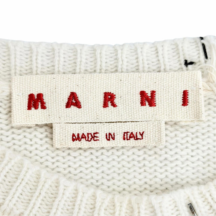 未使用品△MARNI マルニ 25SS GCMD0589S0 ウール カシミヤ ビーズトリム プルオーバー 長袖 ニット セーター アイボリー 40 伊製 正規品