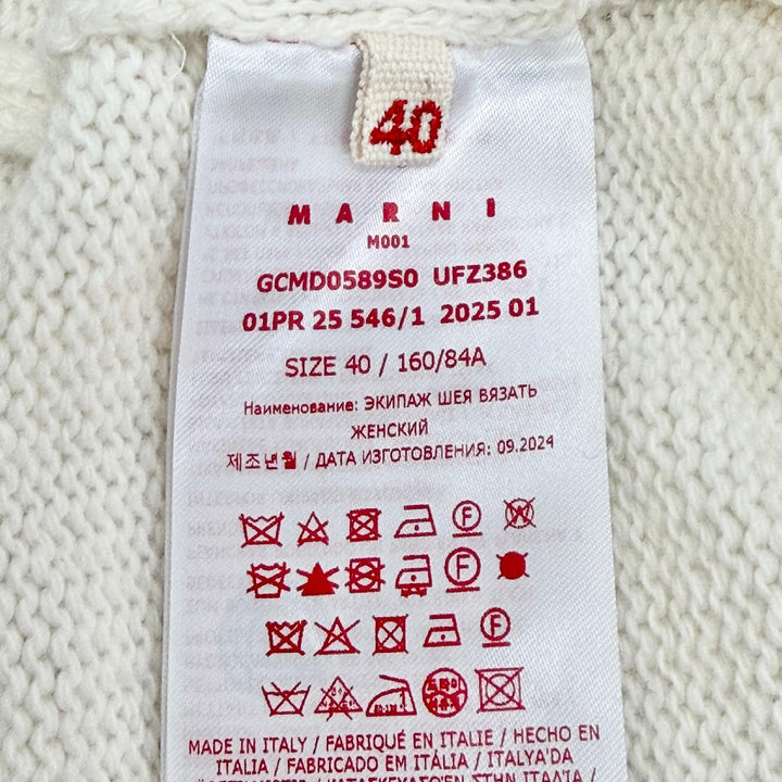未使用品△MARNI マルニ 25SS GCMD0589S0 ウール カシミヤ ビーズトリム プルオーバー 長袖 ニット セーター アイボリー 40 伊製 正規品