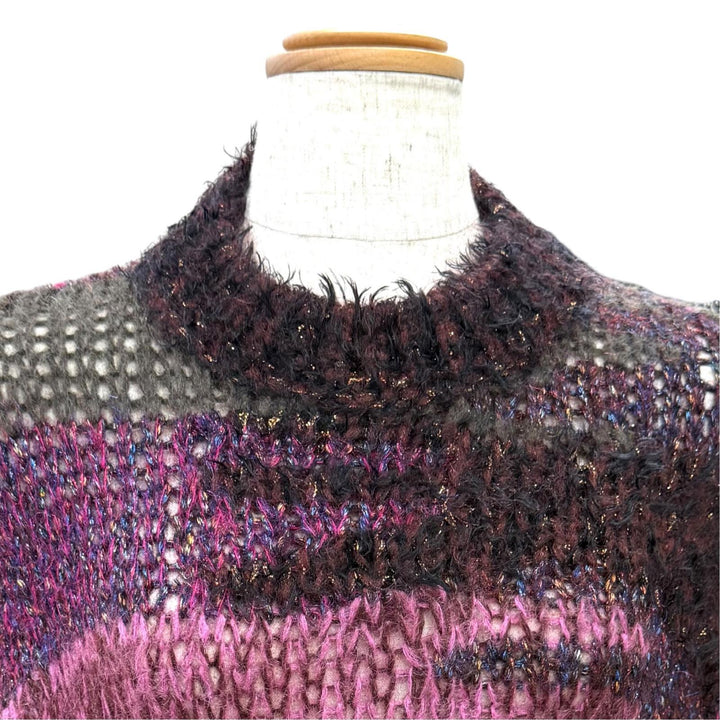 極美品△SAINT LAURENT PARIS サンローランパリ 529719 モヘア ウール ラメ グラデーション プルオーバー ニット ピンク系 XS 正規品