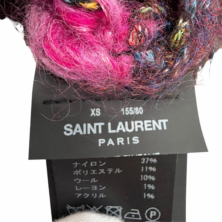 極美品△SAINT LAURENT PARIS サンローランパリ 529719 モヘア ウール ラメ グラデーション プルオーバー ニット ピンク系 XS 正規品