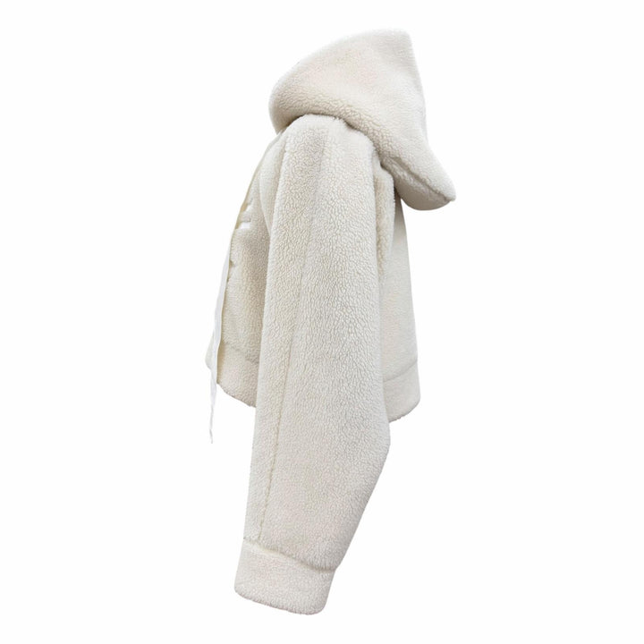 未使用品☆PATOU パトゥ 23A-JE097-0157 コットン MEDALLION LOGO クロップド丈 ボア パーカー アイボリー S 正規品 レディース