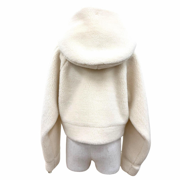 未使用品☆PATOU パトゥ 23A-JE097-0157 コットン MEDALLION LOGO クロップド丈 ボア パーカー アイボリー S 正規品 レディース