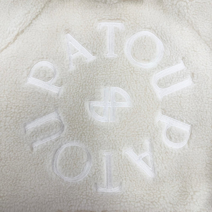 未使用品☆PATOU パトゥ 23A-JE097-0157 コットン MEDALLION LOGO クロップド丈 ボア パーカー アイボリー S 正規品 レディース