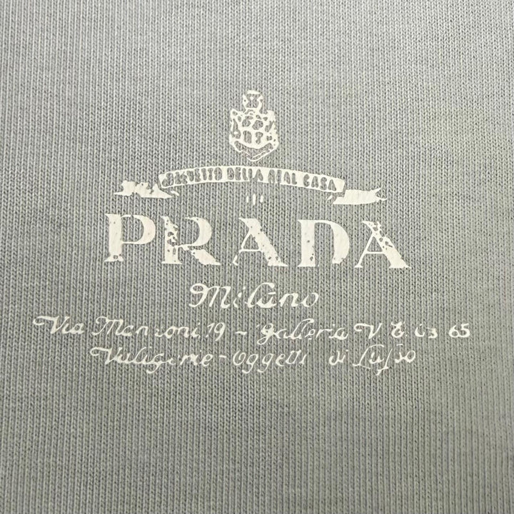 美品□PRADA プラダ 2024年製 UJL69B コットン100％ ダメージ加工 トレーナー スウェットシャツ ライトグリーン XS イタリア製 正規品