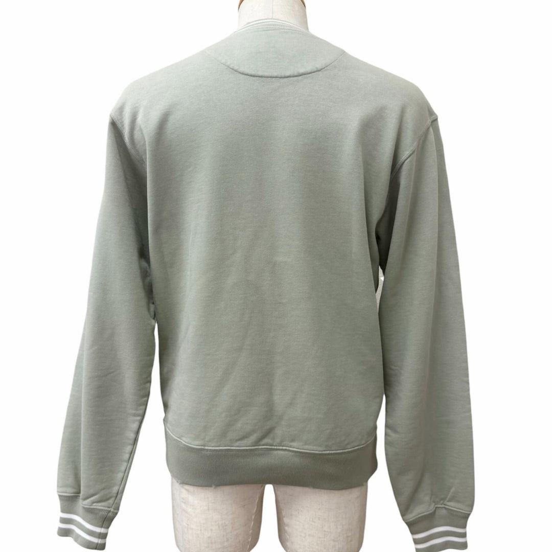 美品□PRADA プラダ 2024年製 UJL69B コットン100％ ダメージ加工 トレーナー スウェットシャツ ライトグリーン XS イタリア製 正規品