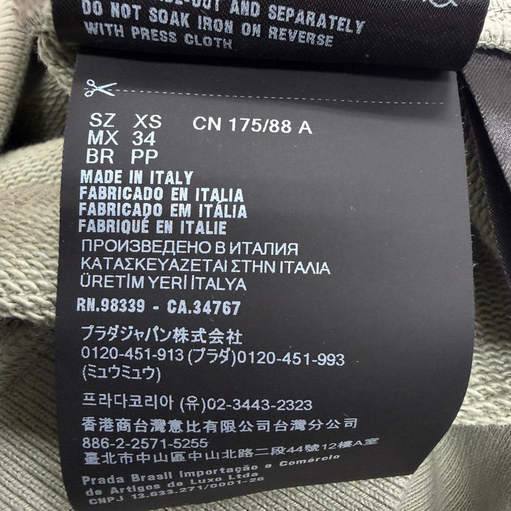 美品□PRADA プラダ 2024年製 UJL69B コットン100％ ダメージ加工 トレーナー スウェットシャツ ライトグリーン XS イタリア製 正規品