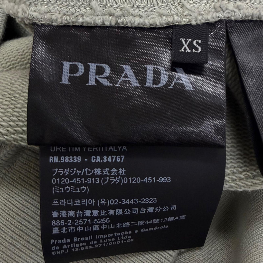 美品□PRADA プラダ 2024年製 UJL69B コットン100％ ダメージ加工 トレーナー スウェットシャツ ライトグリーン XS イタリア製 正規品