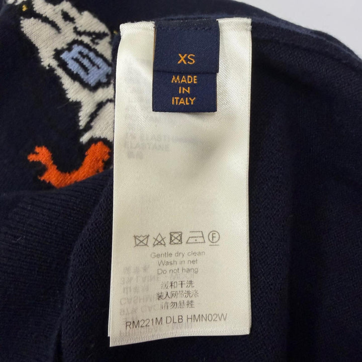 美品□LOUIS VUITTON NIGO ルイヴィトン ニゴー カシミヤ ウール インタルシア ジャガード ドラゴン セーター XS イタリア製 正規品