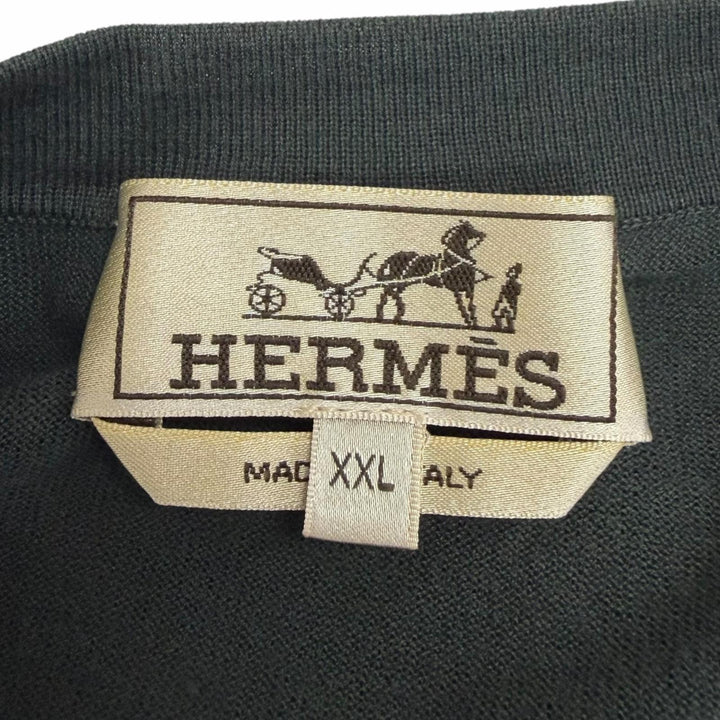 未使用品□HERMES エルメス 23SS コットン100％ シェーヌダンクル 金具デザイン 薄手 セーター カーキ XXL イタリア製 正規品 メンズ