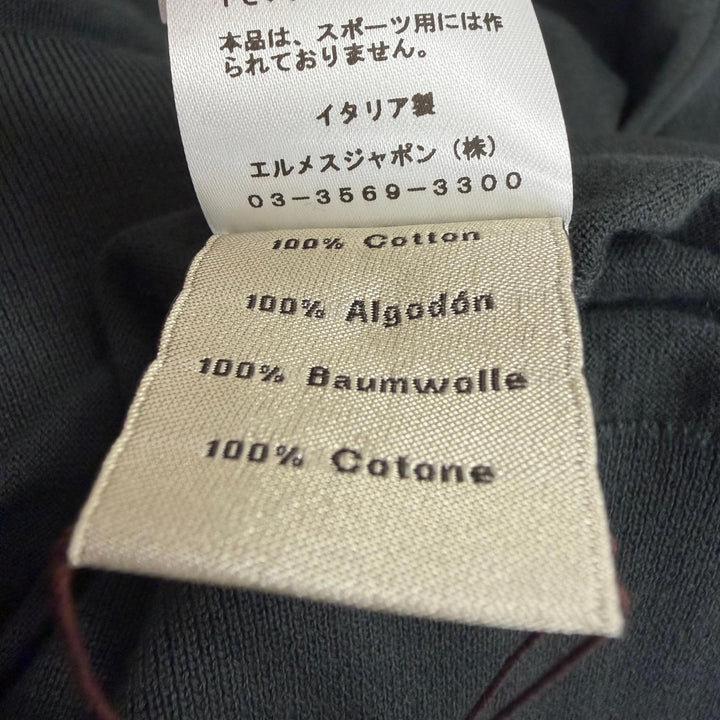 未使用品□HERMES エルメス 23SS コットン100％ シェーヌダンクル 金具デザイン 薄手 セーター カーキ XXL イタリア製 正規品 メンズ