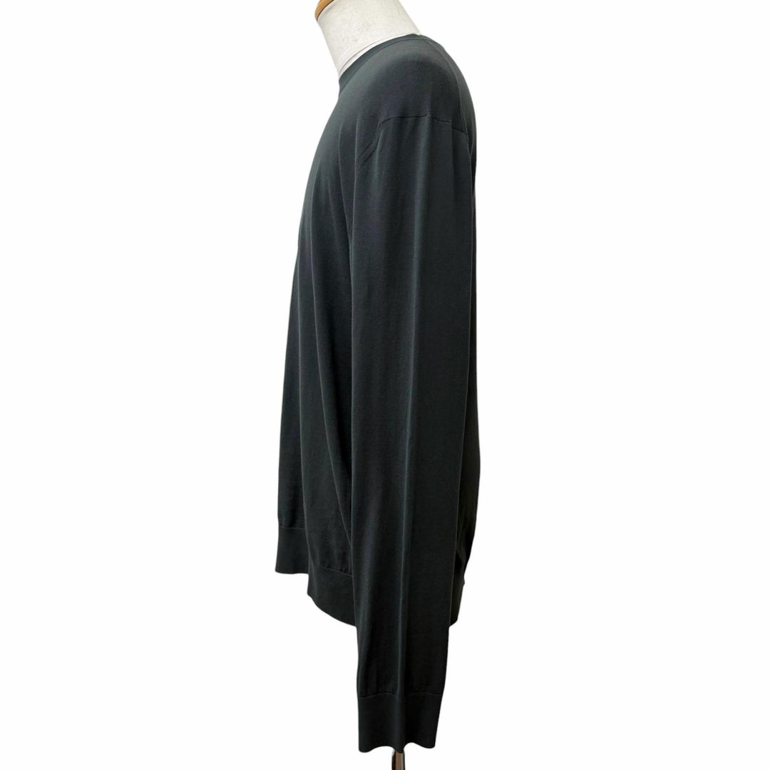 未使用品□HERMES エルメス 23SS コットン100％ シェーヌダンクル 金具デザイン 薄手 セーター カーキ XXL イタリア製 正規品 メンズ