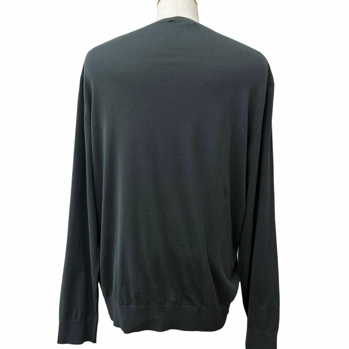 未使用品□HERMES エルメス 23SS コットン100％ シェーヌダンクル 金具デザイン 薄手 セーター カーキ XXL イタリア製 正規品 メンズ