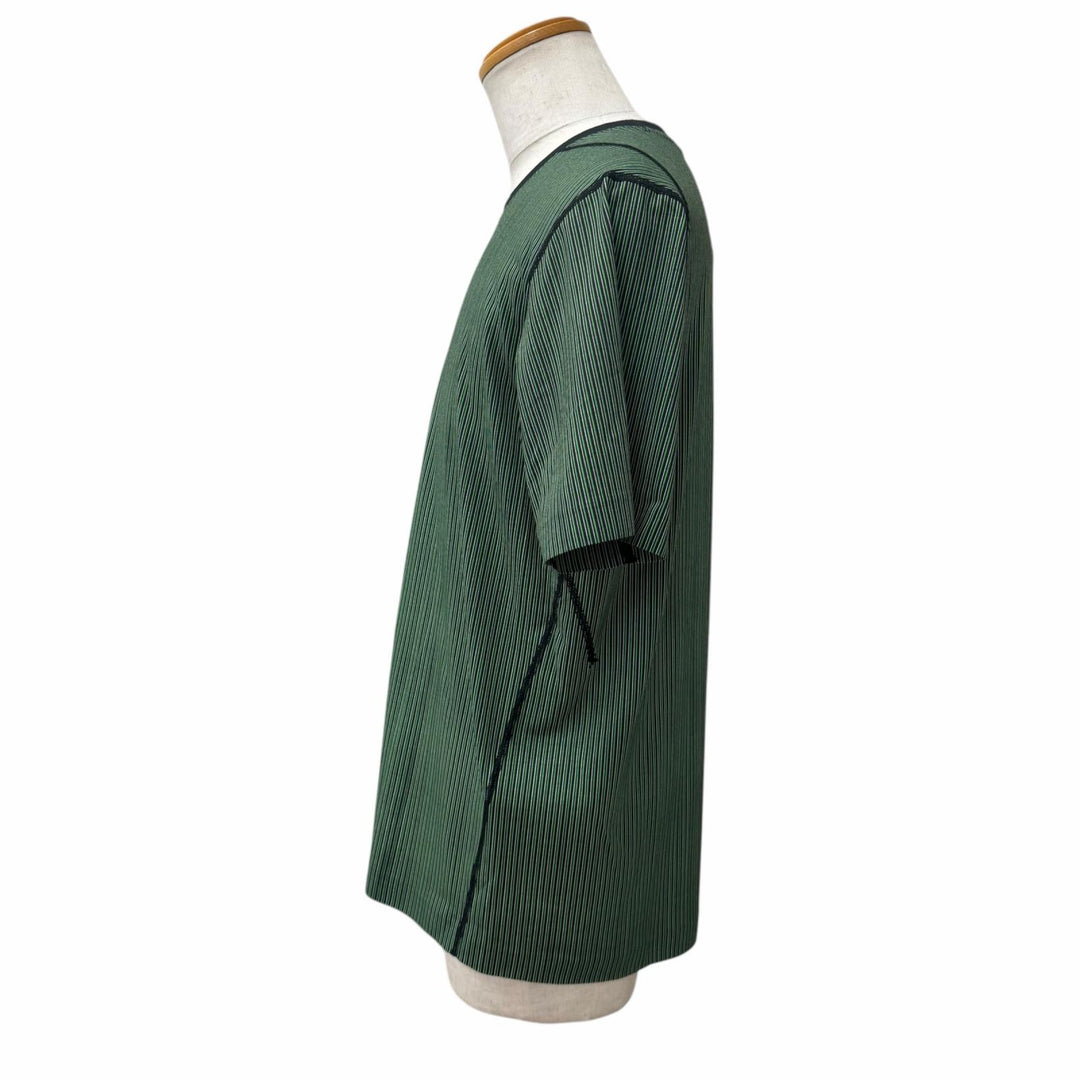 未使用品□LOEWE On ロエベ オン H929Y22X06 アクティブ ストライプ柄 ロゴ入り 半袖Ｔシャツ カットソー グリーン S 正規品 メンズ