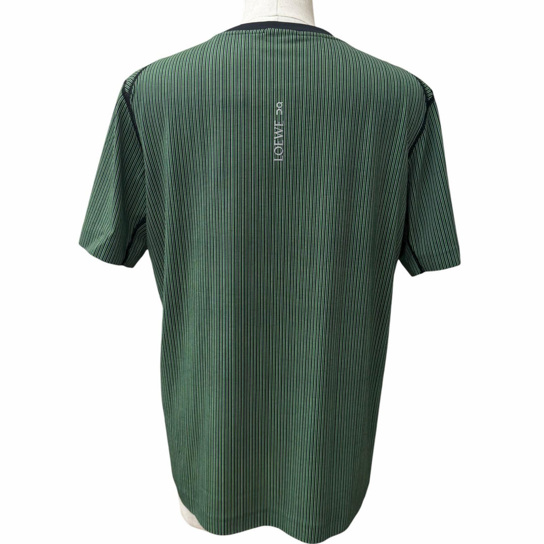 未使用品□LOEWE On ロエベ オン H929Y22X06 アクティブ ストライプ柄 ロゴ入り 半袖Ｔシャツ カットソー グリーン S 正規品 メンズ