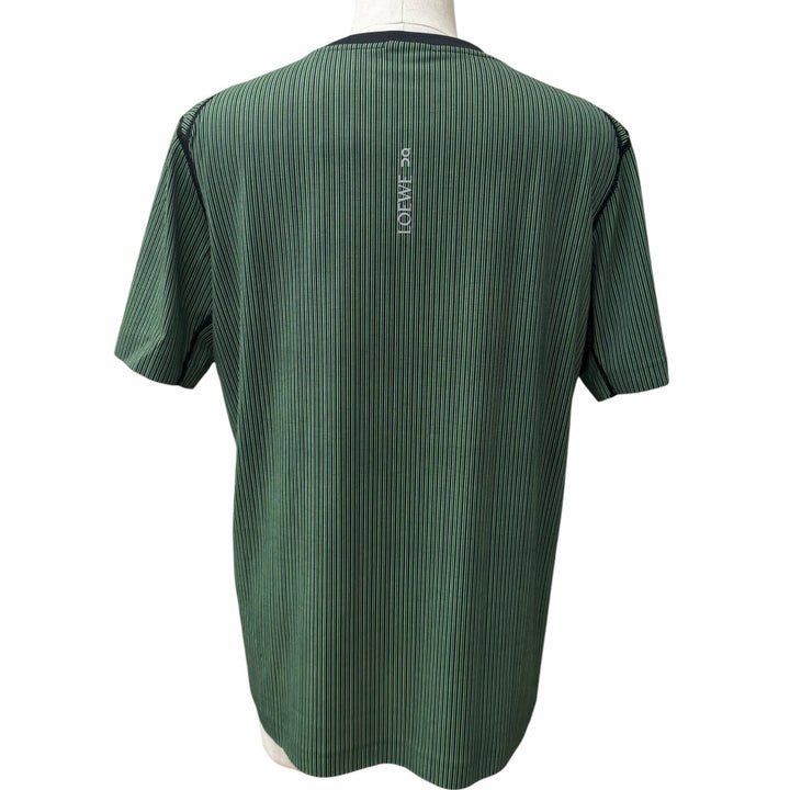 未使用品□LOEWE On ロエベ オン H929Y22X06 アクティブ ストライプ柄 ロゴ入り 半袖Ｔシャツ カットソー グリーン S 正規品 メンズ